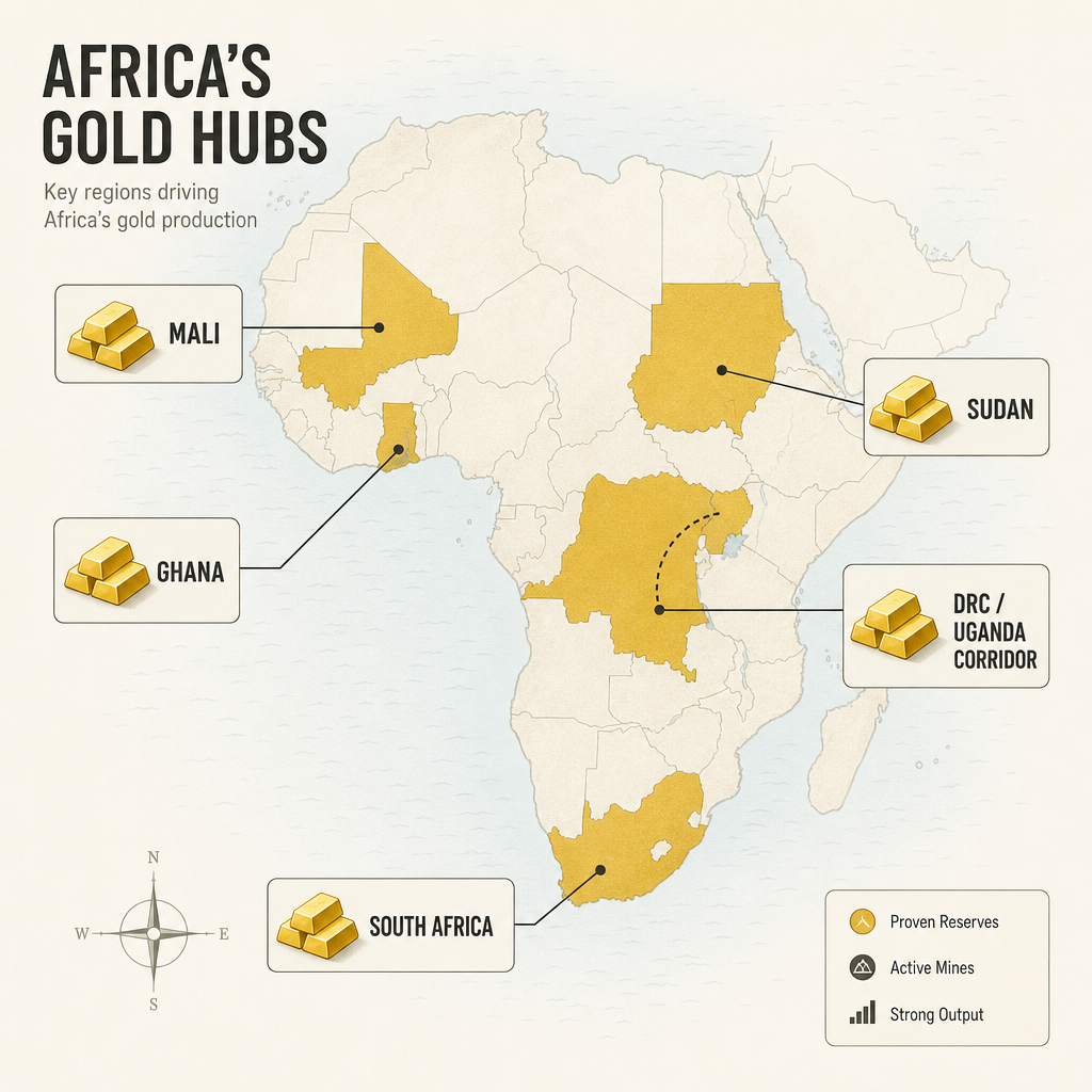 Gold Producing Hubs in Africa