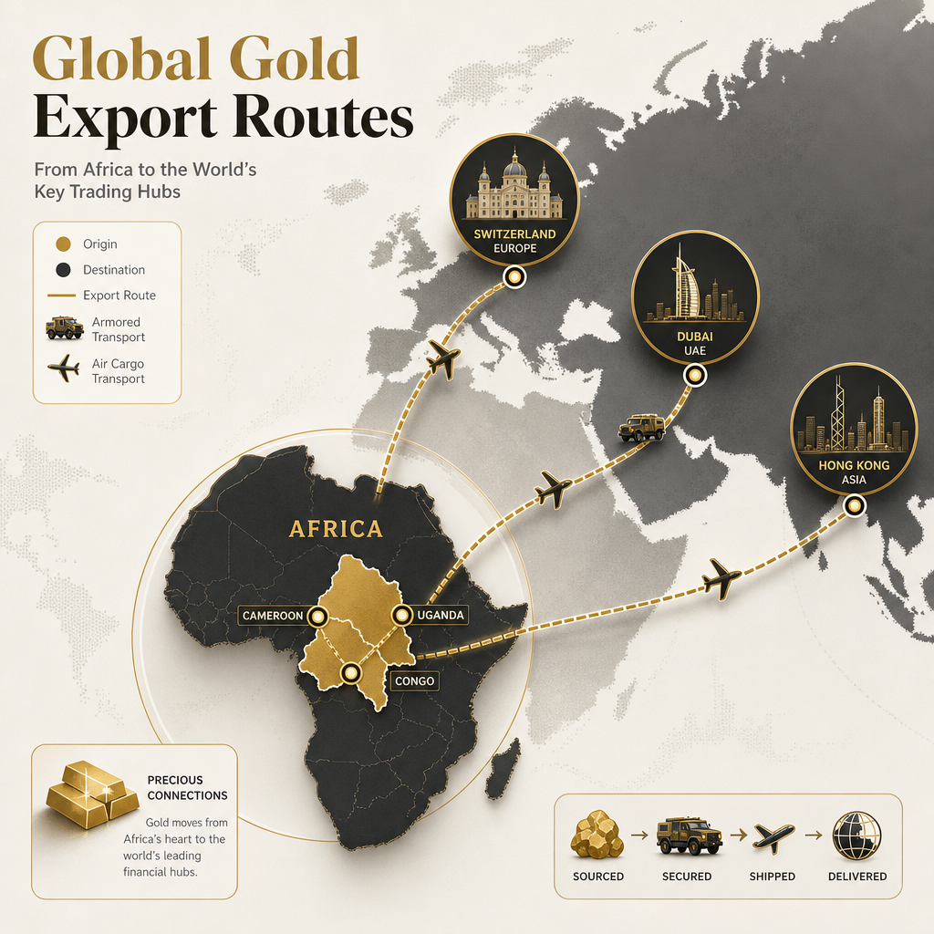 Global Gold Export Routes from Africa