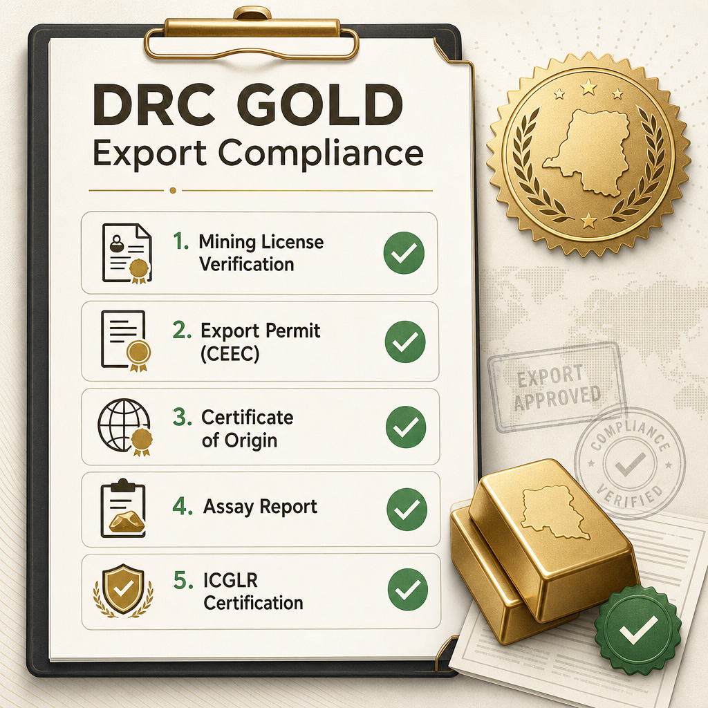 Checklist infographic for DRC Gold Export Compliance