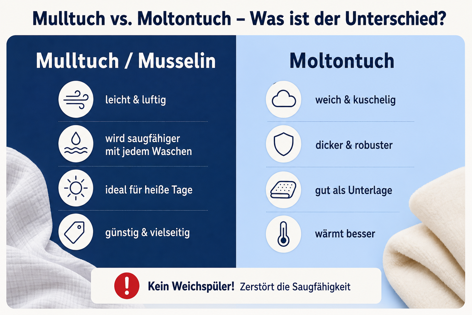 Vergleich Mulltuch und Moltontuch: Eigenschaften, Vor- und Nachteile im Überblick