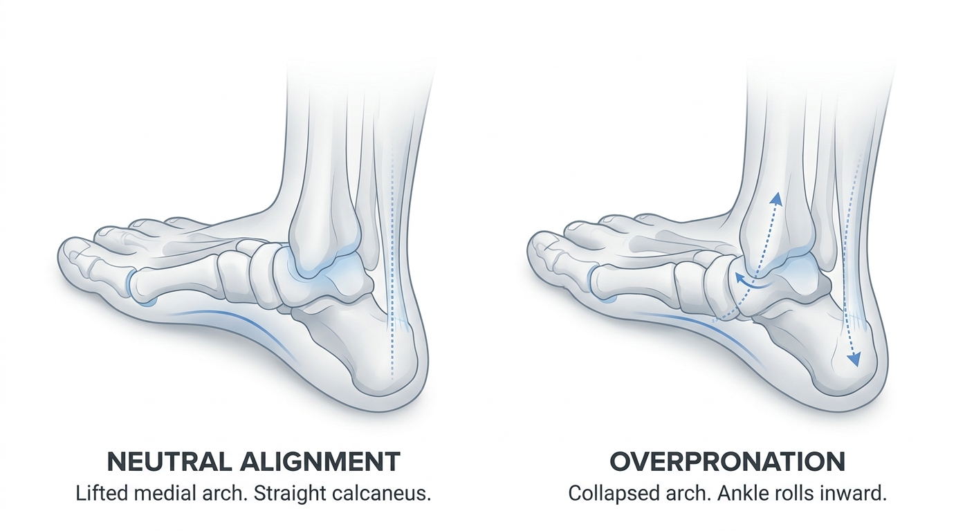 Illustration showing a stable arch helping prevent the ankle from rolling inward
