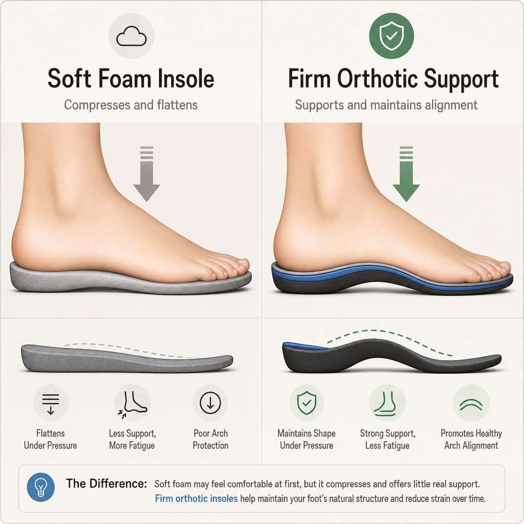 Infographic comparing soft cushioning versus firm structural support