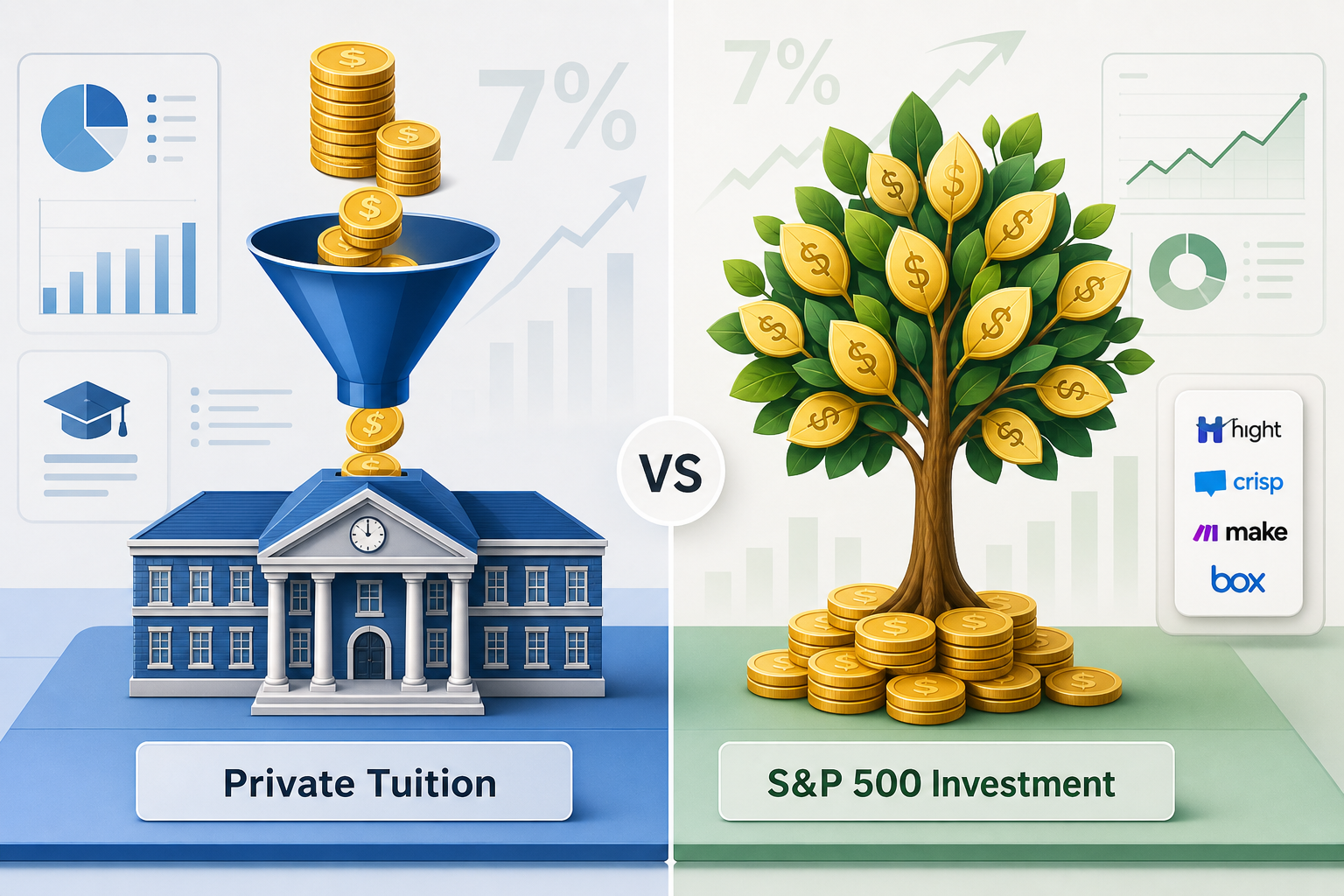 The compounding effect of investing $30,000 annually at a 7% return yields a $2.8 million nest egg for retirement.