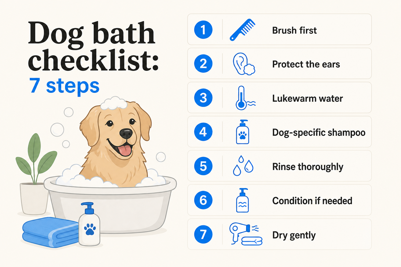 Dog bath checklist: 7 steps from brushing first to drying gently