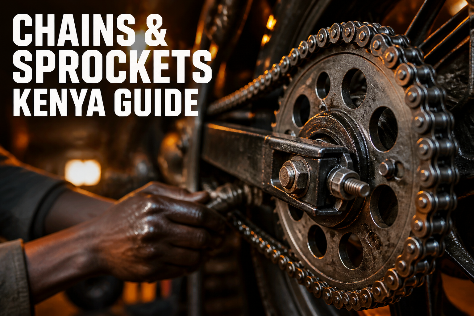 Motorbike chain and sprocket close-up - Kenya drivetrain guide