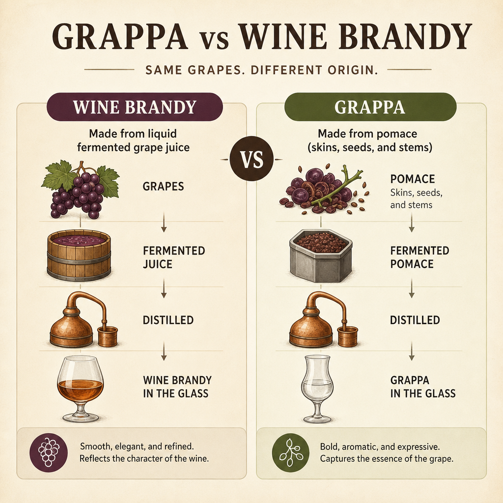 Grappa vs. Brandy Infografik