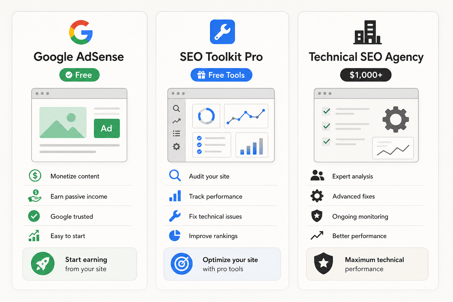 Technical SEO readiness options