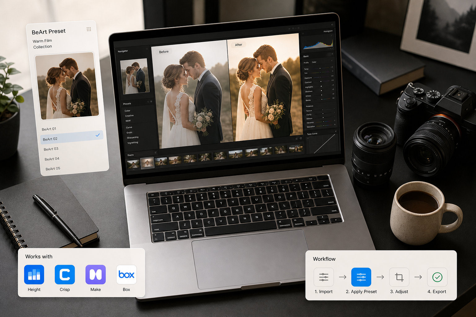 Professional Lightroom presets enable photographers to achieve a signature editorial look with consistency and speed.