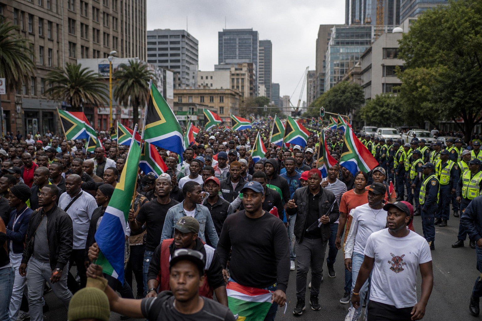 Thousands march in South African cities on June 30 amid heavy security deployment