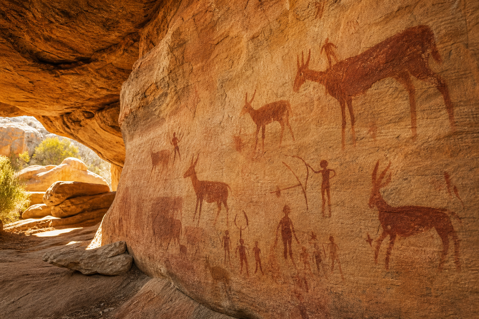 San Bushman rock art in Cederberg cave