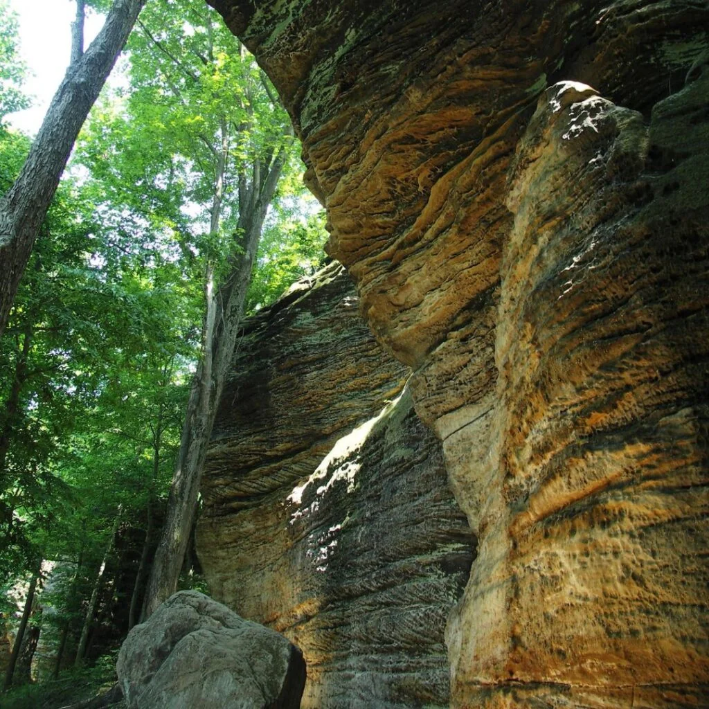 Towering sandstone Ledges rock formations in Cuyahoga Valley National Park