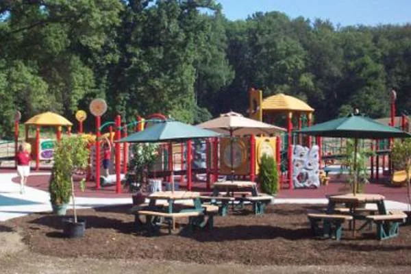Colorful playground at Silver Springs Park in Stow, Ohio